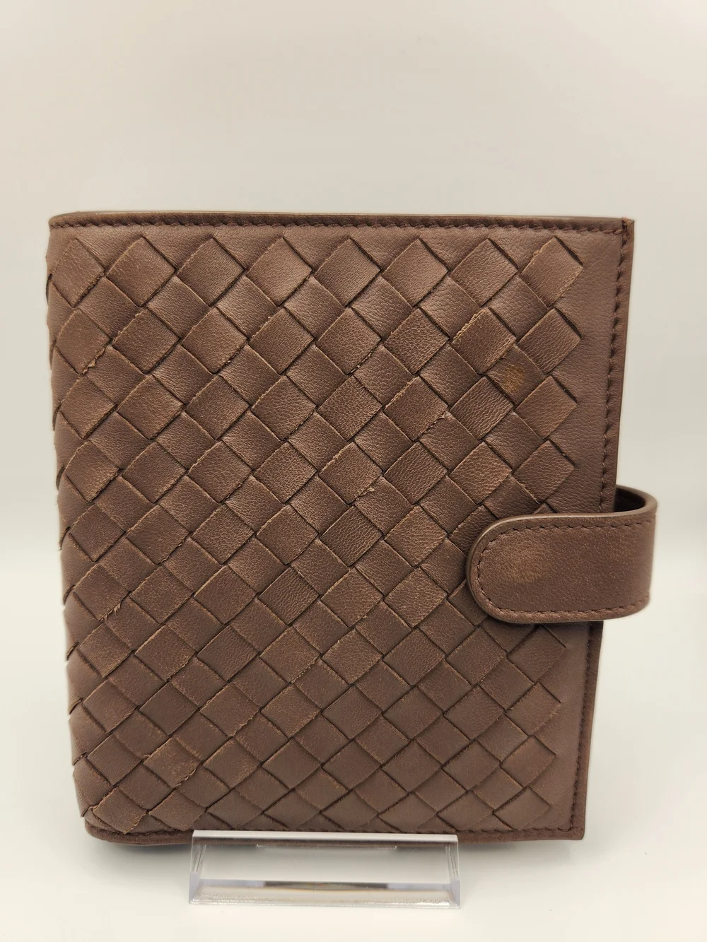 Bottega Veneta Intrecciato Taupe Leather Woven Card Wallet